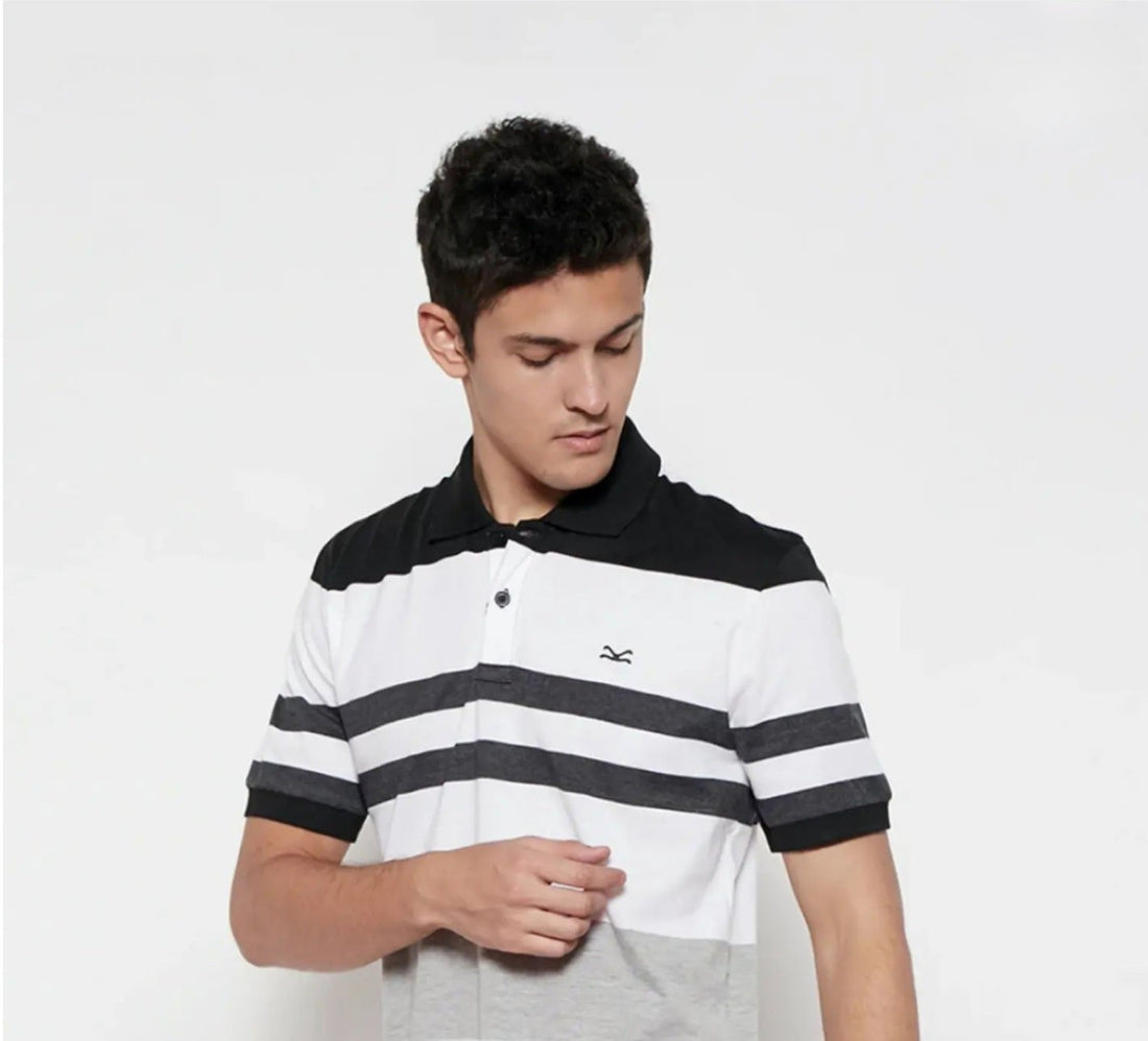 Carvil Premium Embroidered Stripped Polo Shirt | Bold Unisex Pique Cotton Polo